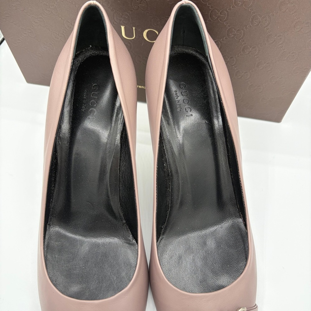 Gucci Leather Pointed Toe‎ Heels Horsebit AUTH COA Mauve Pink Women 40 9.5 - Picture 8 of 12